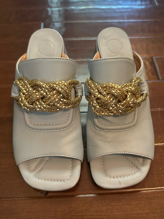 Donna Carolina Shoes - Donna Carolina Slide Mules with Gold Braided Accent